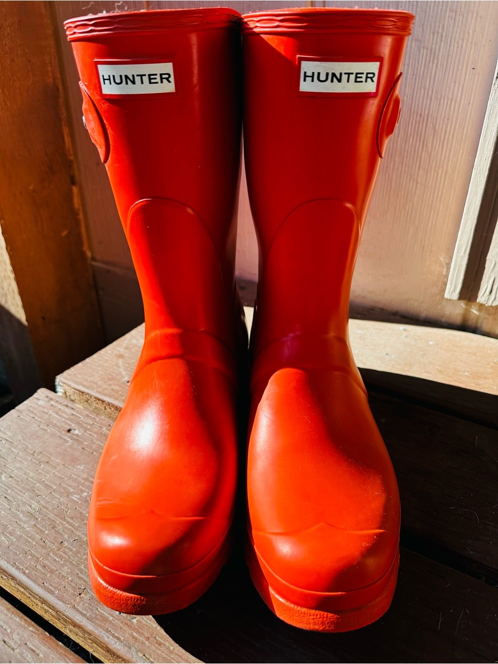 Hunter Women's Bright Orange Waterproof Rain Boots